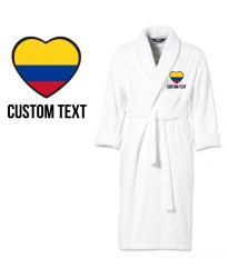 Colombia Flag Heart Shape Embroidery Logo with Custom Text Embroidered Bathrobes